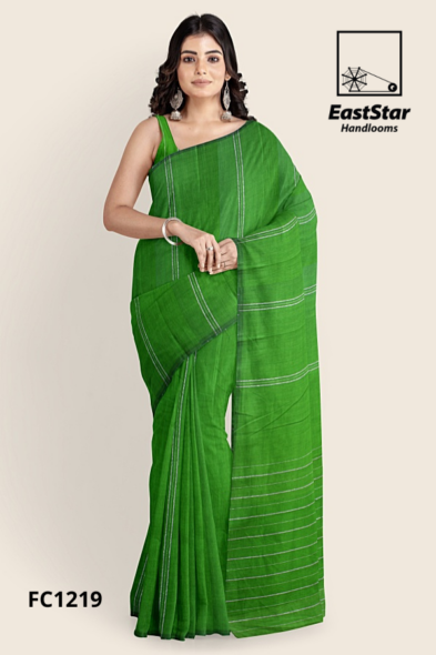 Bright Green Handloom Cotton Saree FC1219 Bright Green Handloom Cotton Saree FC1219