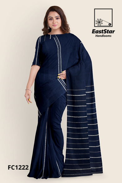 Navy Blue Handloom Cotton Saree FC1222 Navy Blue Handloom Cotton Saree FC1222