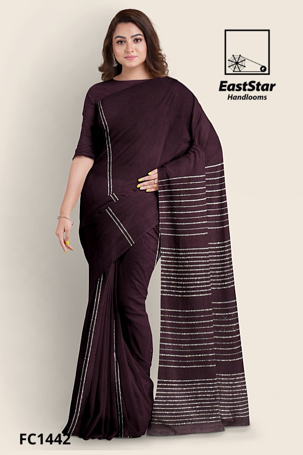 Deep Plum Handloom Cotton Saree FC1442