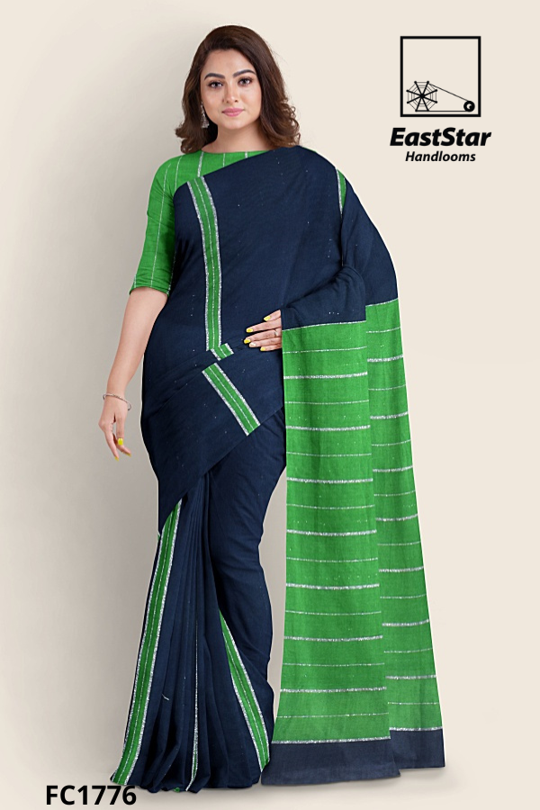 Navy Blue Handloom Cotton Saree FC1776 Navy Blue Handloom Cotton Saree FC1776