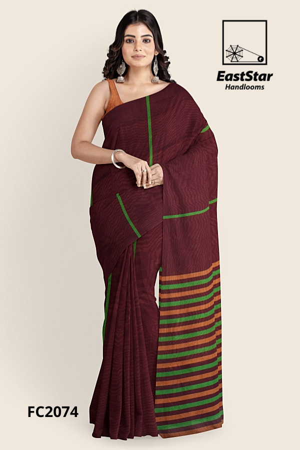 Maroon Handloom Cotton Saree FC2074 Maroon Handloom Cotton Saree FC2074