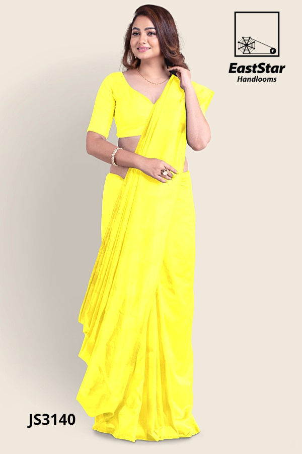Lemon Yellow Handloom Silk Saree JS3140