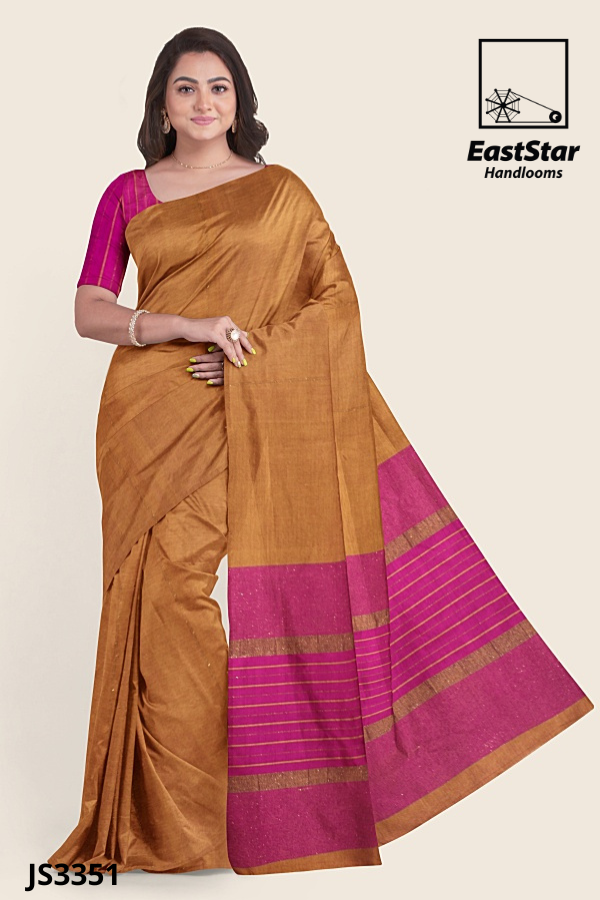 Mustard Brown Handloom Silk Saree JS3351 Mustard Brown Handloom Silk Saree JS3351