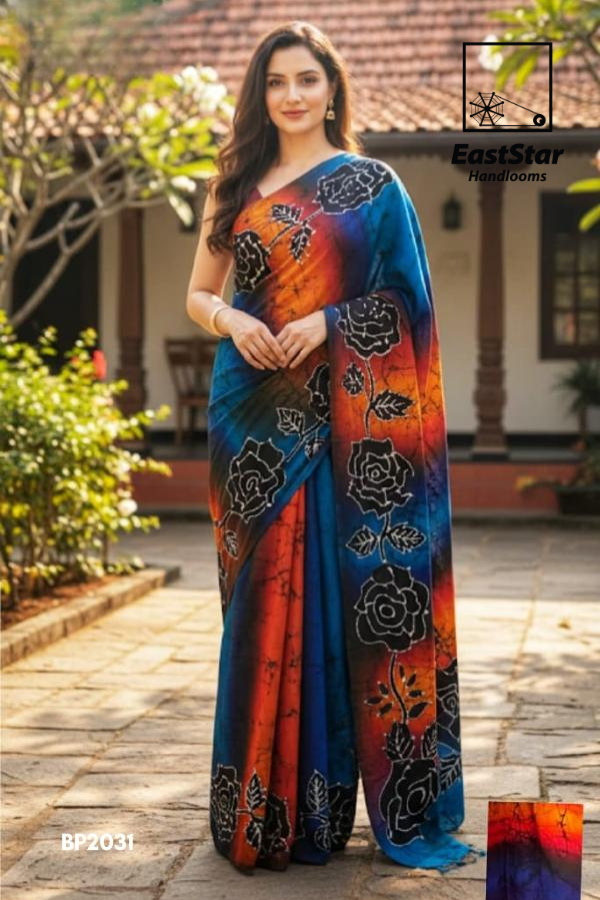 Gradient Floral Batik Saree BP2031