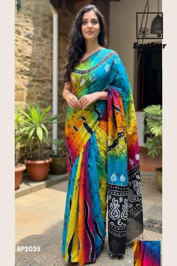 Multicolor Bandhani Batik Saree BP2035