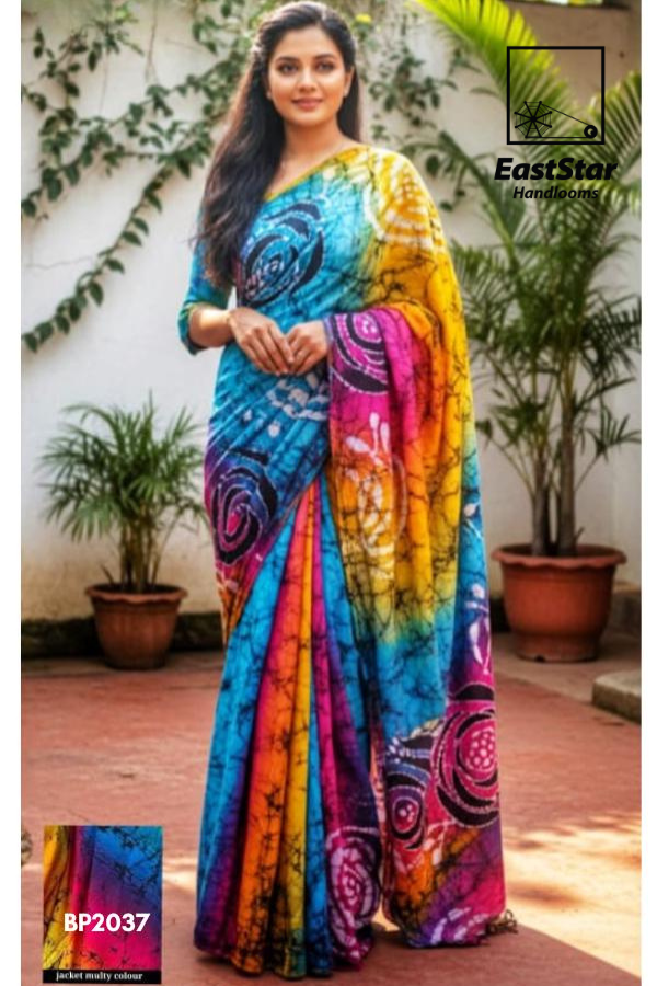 Bright Multi Colour Batik Saree BP2037