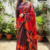 Orange Red Floral Batik Saree BP2040