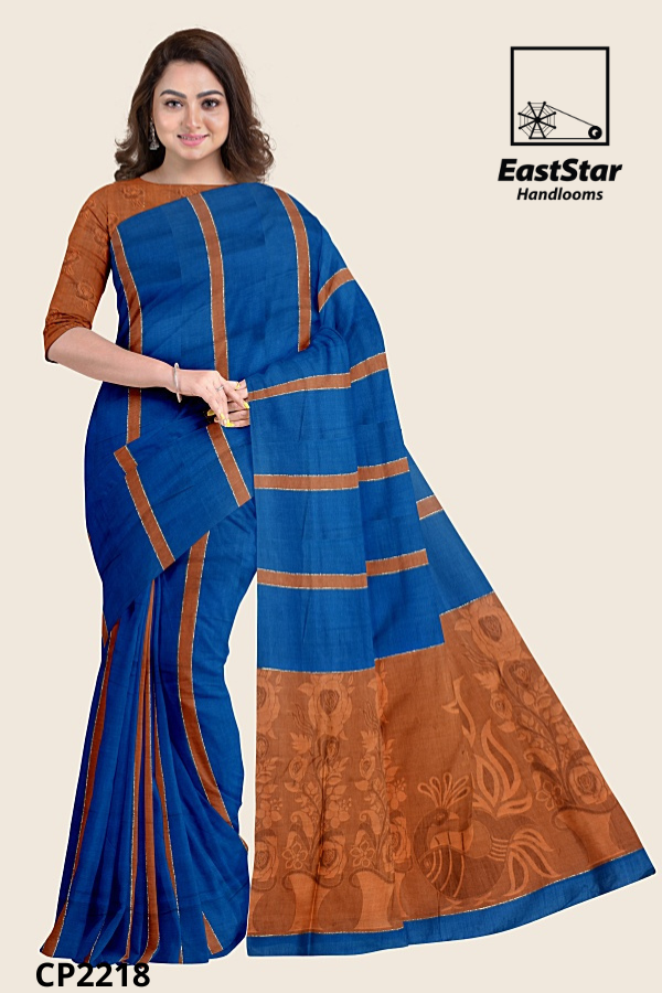Royal Blue Handloom Premium Jacquard  Cotton Saree CP2218