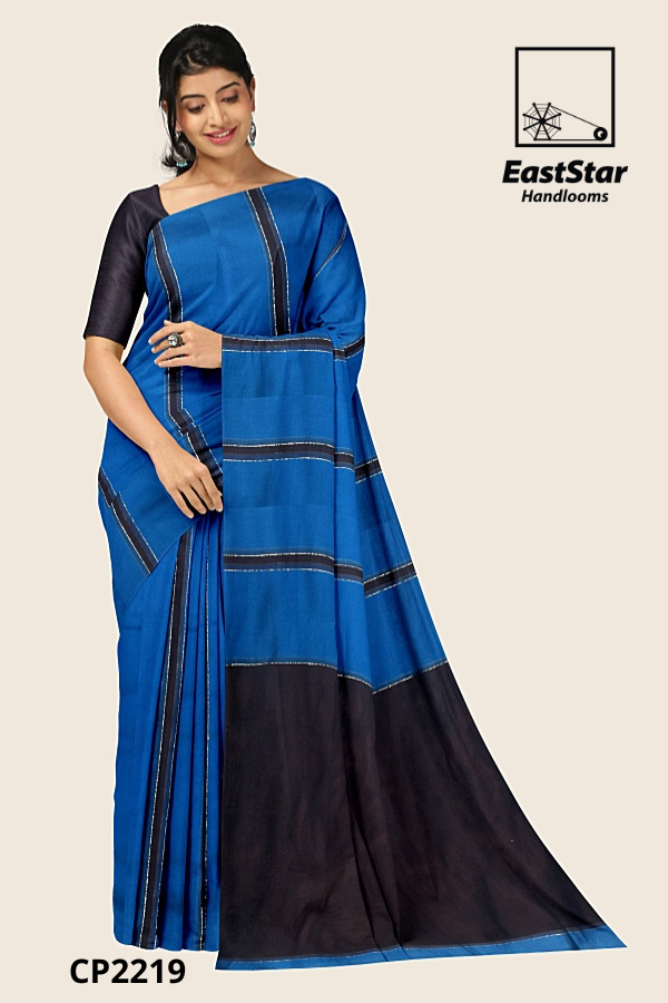 Blue Handloom Premium Jacquard Cotton Saree CP2219