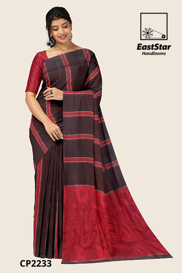 Brown Handloom Premium Jacquard Cotton Sarees CP2233