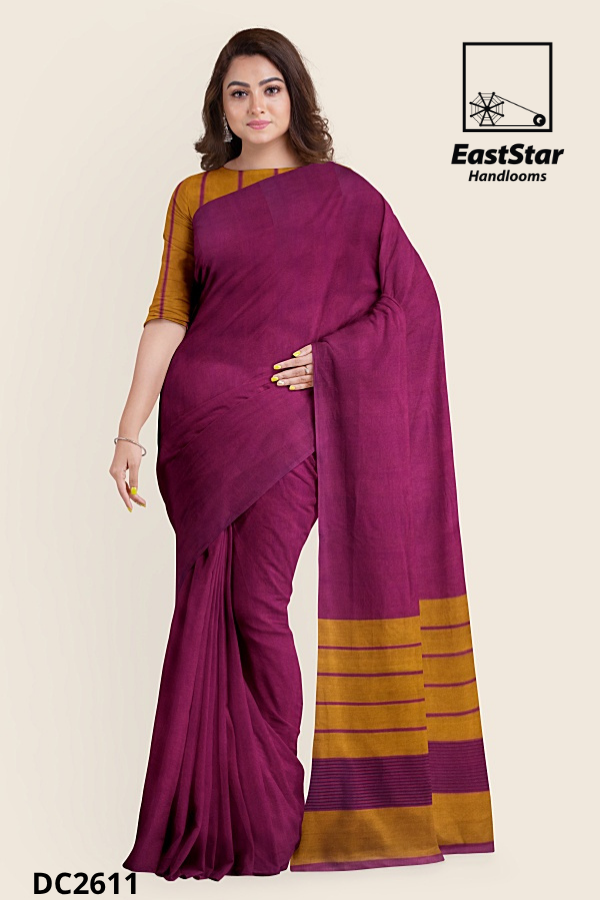 Magenta Wine Handloom Cotton Saree DC2611