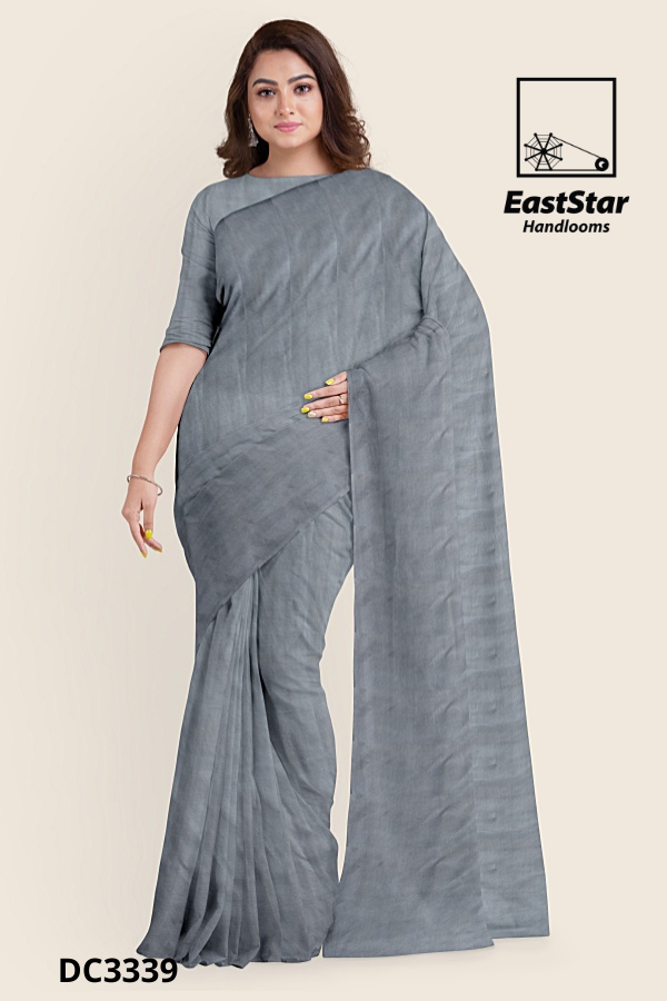 Steel Gray Handloom Cotton Saree DC3339 Steel Gray Handloom Cotton Saree DC3339