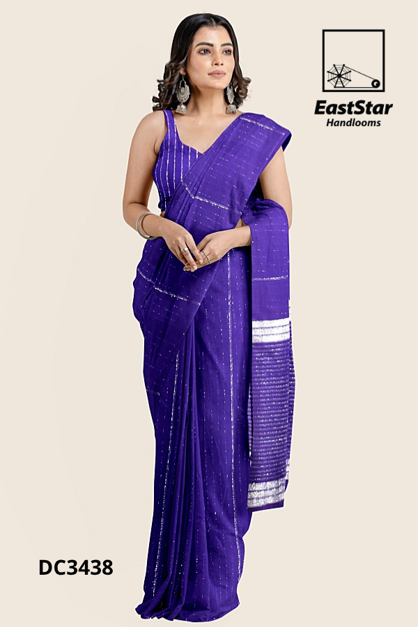 Purple Handloom Cotton Saree DC3438
