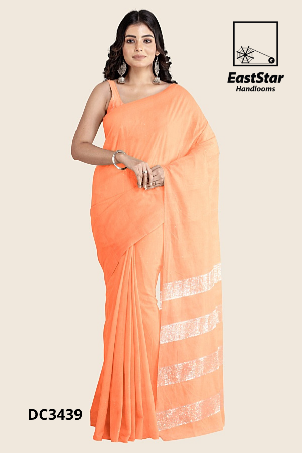 Peach Handloom Cotton Saree DC3439