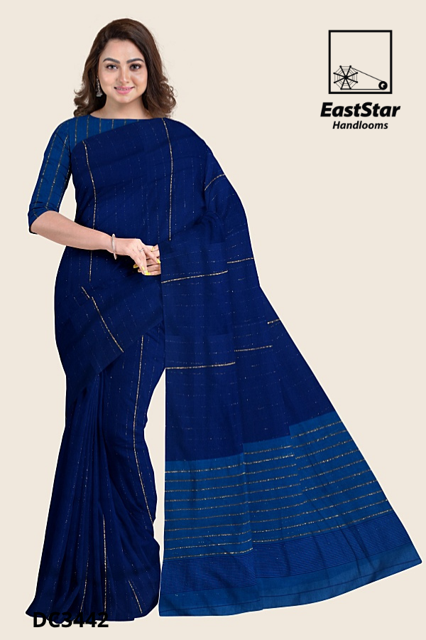 Royal Blue Handloom Cotton Saree DC3442