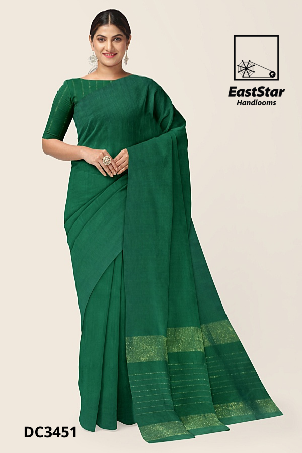 Emerald Green Handloom Cotton Saree DC3451