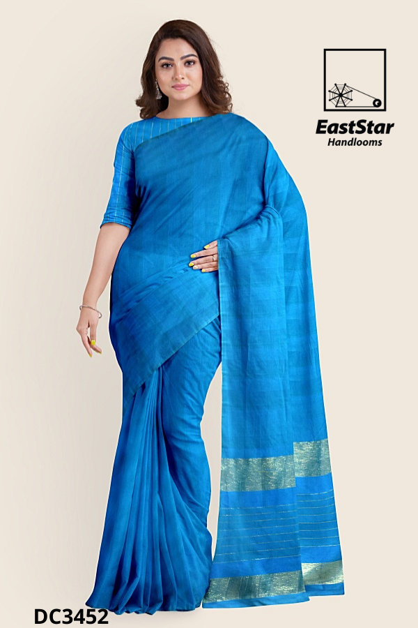 Bright Blue Handloom Cotton Saree DC3452 Bright Blue Handloom Cotton Saree DC3452