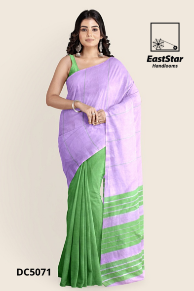 Lavender Green Handloom Cotton Saree DC5071