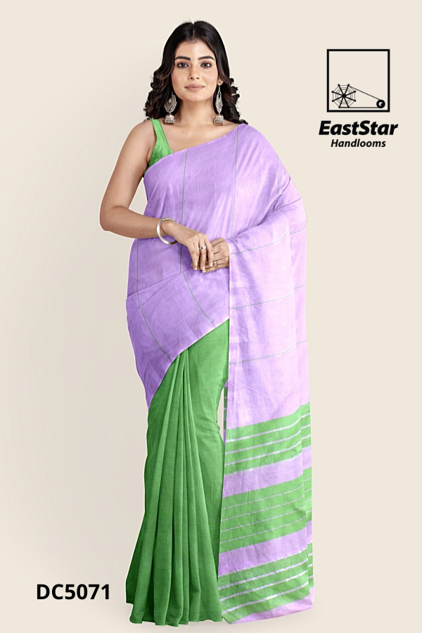 Lavender Green Handloom Cotton Saree DC5071 Lavender Green Handloom Cotton Saree DC5071
