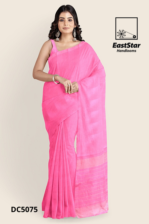 Bright Pink Handloom Cotton Saree DC5075