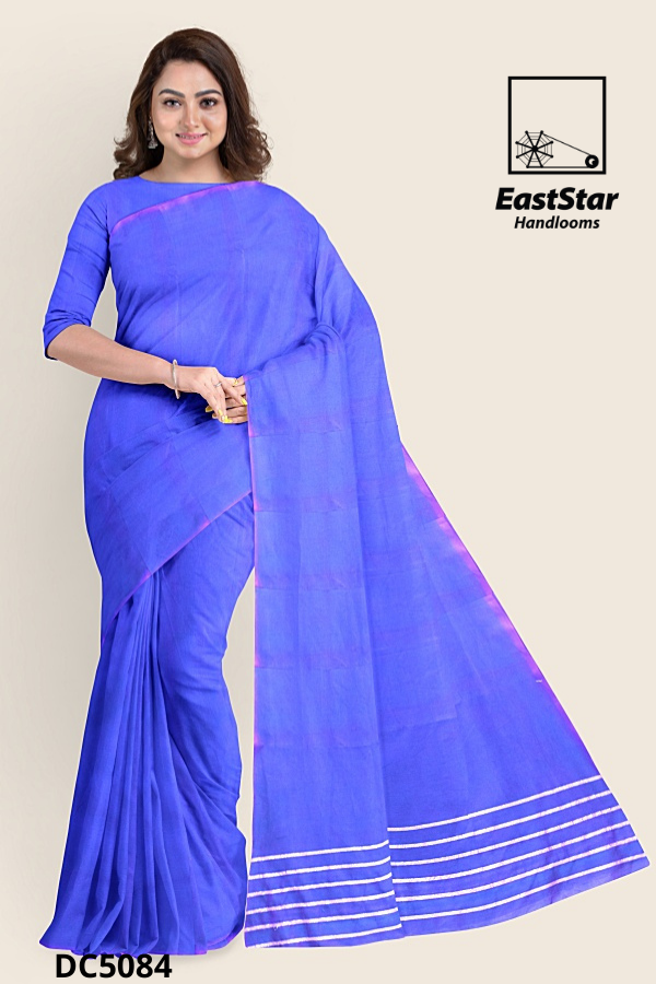 Purple Blue Handloom Cotton Saree DC5084