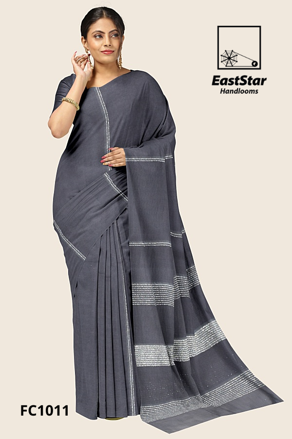 Charcoal Gray Handloom Cotton Saree FC1011 Charcoal Gray Handloom Cotton Saree FC1011