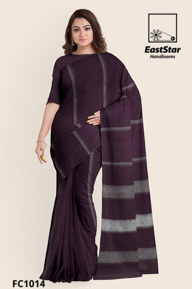 Dark Plum Handloom Cotton Saree FC1014 Dark Plum Handloom Cotton Saree FC1014