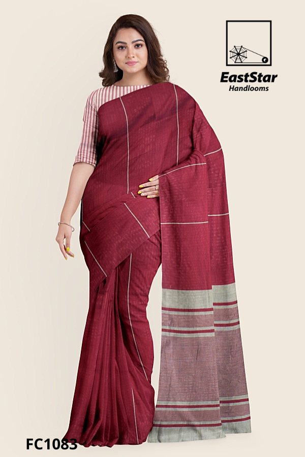 Maroon Handloom Cotton Saree FC1083 Maroon Handloom Cotton Saree FC1083