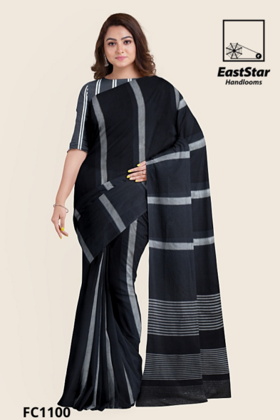 Black Handloom Cotton Saree FC1100