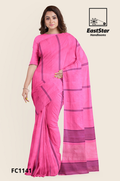 Bright Pink Handloom Cotton Saree FC1141