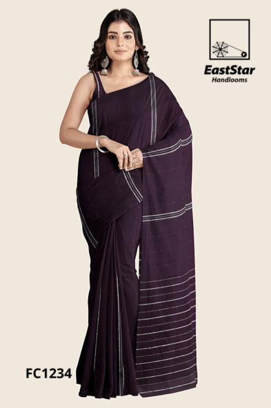Dark Purple Handloom Cotton Saree FC1234 Dark Purple Handloom Cotton Saree FC1234