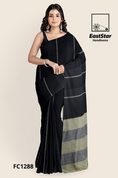 Black Handloom Cotton Saree FC1288 Black Handloom Cotton Saree FC1288