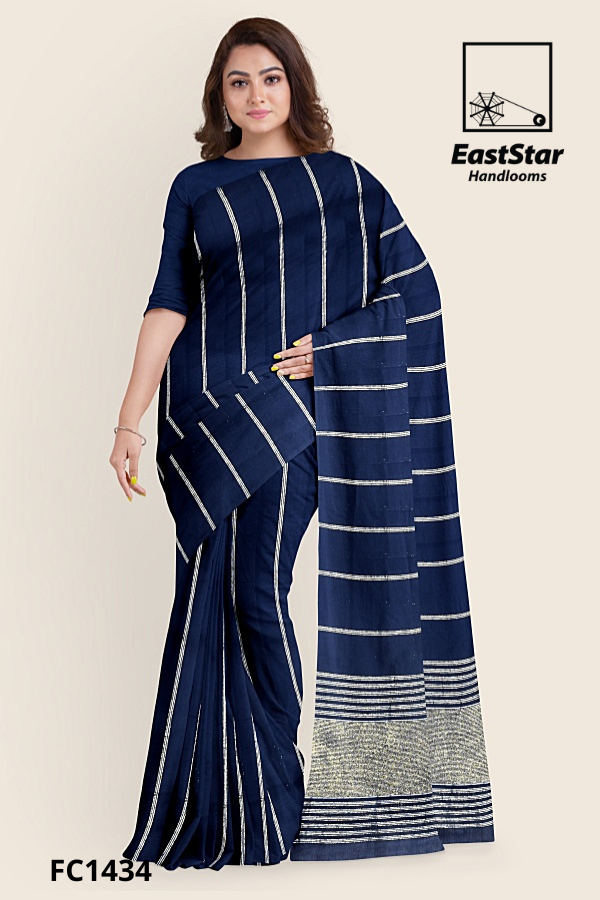 Navy Blue Handloom Cotton Saree FC1434