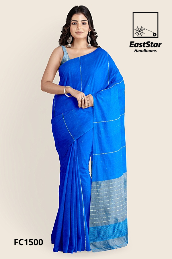 Cobalt Blue Handloom Cotton Saree FC1500 Cobalt Blue Handloom Cotton Saree FC1500