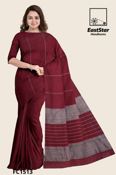 Deep Maroon Handloom Cotton Saree FC1513 Deep Maroon Handloom Cotton Saree FC1513