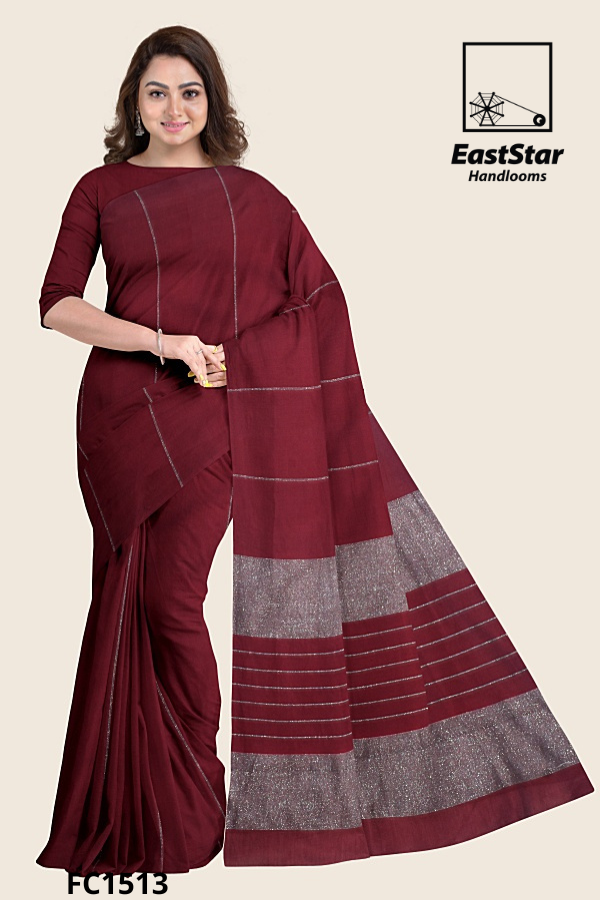 Deep Maroon Handloom Cotton Saree FC1513 Deep Maroon Handloom Cotton Saree FC1513