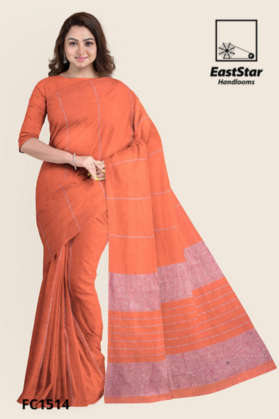 Terracotta Handloom Cotton Saree FC1514 Terracotta Handloom Cotton Saree FC1514