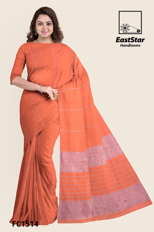 Terracotta Handloom Cotton Saree FC1514 Terracotta Handloom Cotton Saree FC1514