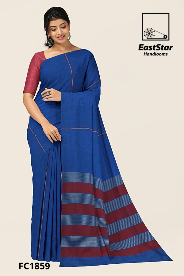 Blue Handloom Cotton Saree FC1859 Blue Handloom Cotton Saree FC1859
