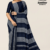 Navy Blue Grey Handloom Cotton Saree FC1986