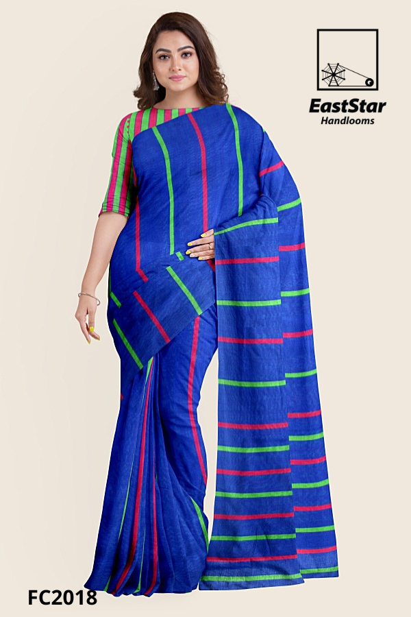 Blue Handloom Cotton Saree FC2018 Blue Handloom Cotton Saree FC2018