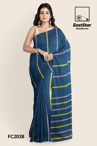 Deep Blue Handloom Cotton Saree FC2038 Deep Blue Handloom Cotton Saree FC2038