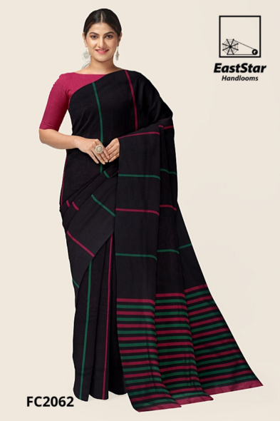 Black Handloom Cotton Saree FC2062 Black Handloom Cotton Saree FC2062