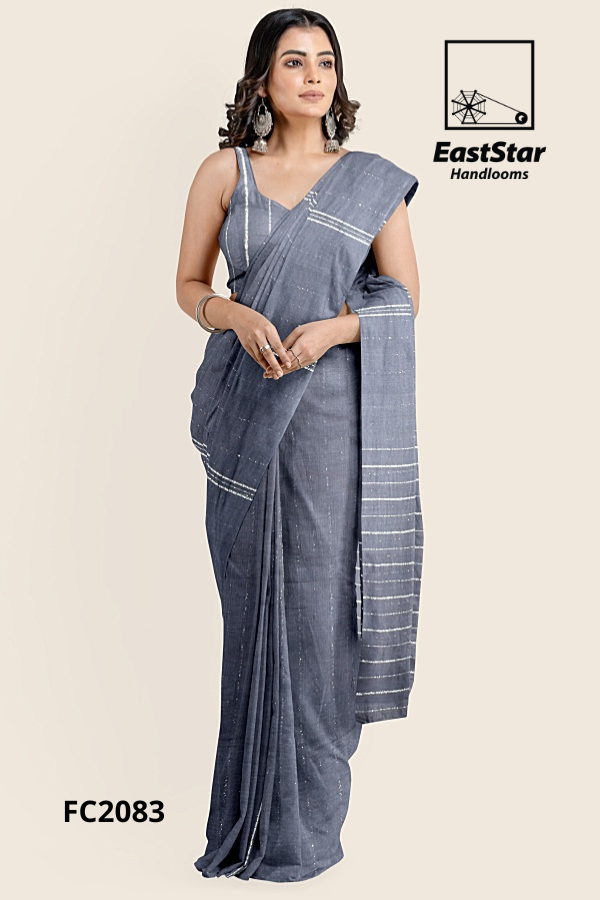 Slate Grey Handloom Cotton Saree FC2083 Slate Grey Handloom Cotton Saree FC2083
