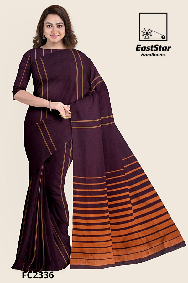 Plum Handloom Cotton Saree FC2336 Plum Handloom Cotton Saree FC2336
