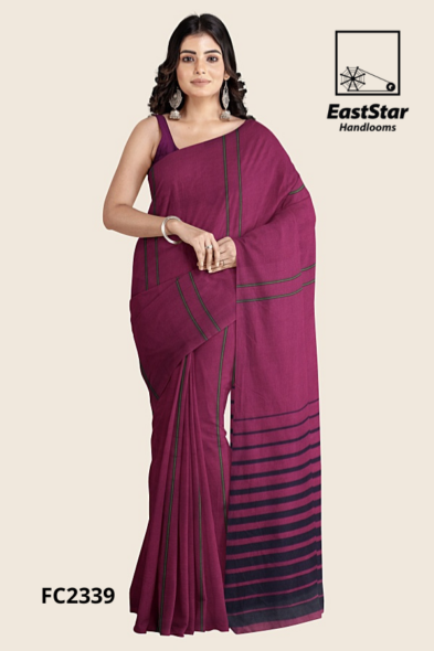 Solid Plum Magenta Handloom Cotton Saree FC2339 Solid Plum Magenta Handloom Cotton Saree FC2339