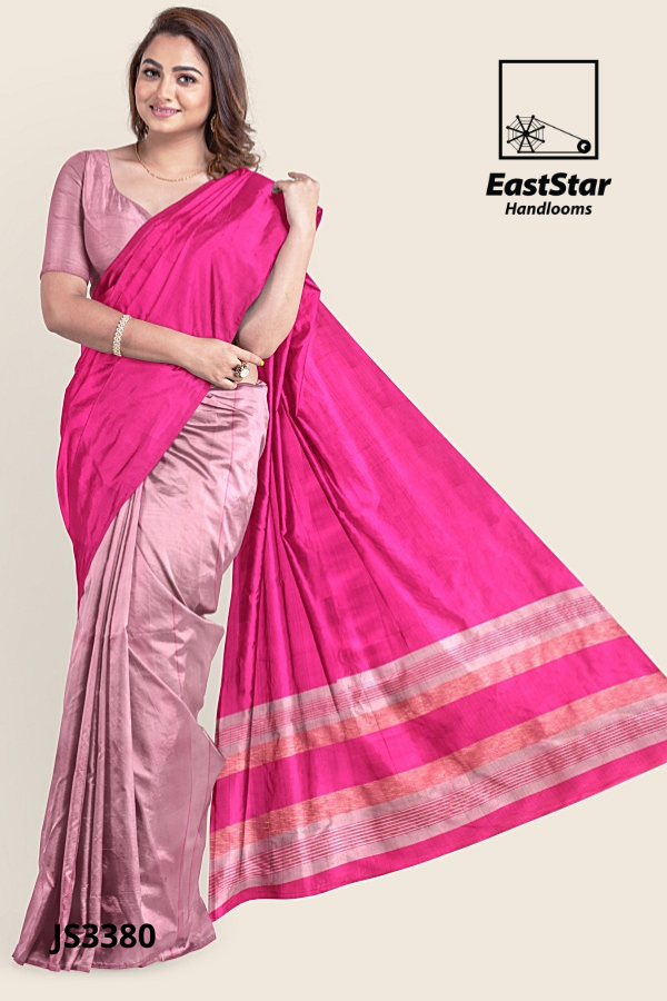 Fuchsia Pale Rose Handloom Silk Saree JS3380 Fuchsia Pale Rose Handloom Silk Saree JS3380