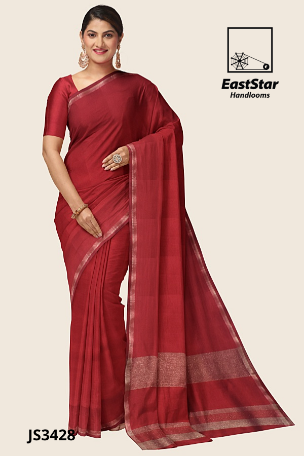 Deep Red Handloom Silk Saree JS3428 Deep Red Handloom Silk Saree JS3428