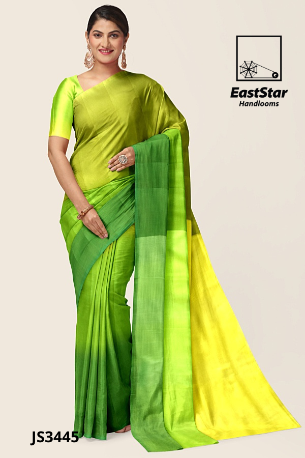 Green Yellow Handloom Silk Saree JS3445 Green Yellow Handloom Silk Saree JS3445