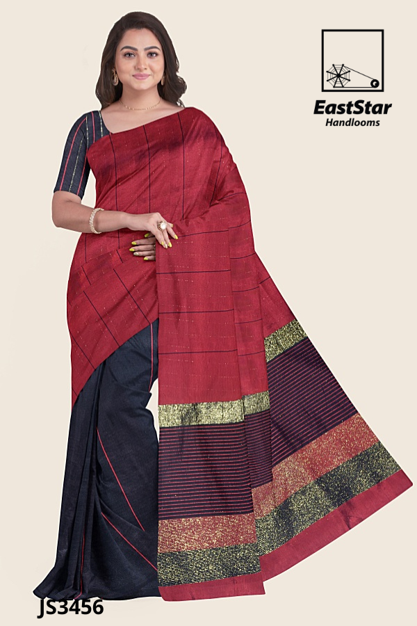 Maroon Black Handloom Silk Saree JS3456 Maroon Black Handloom Silk Saree JS3456